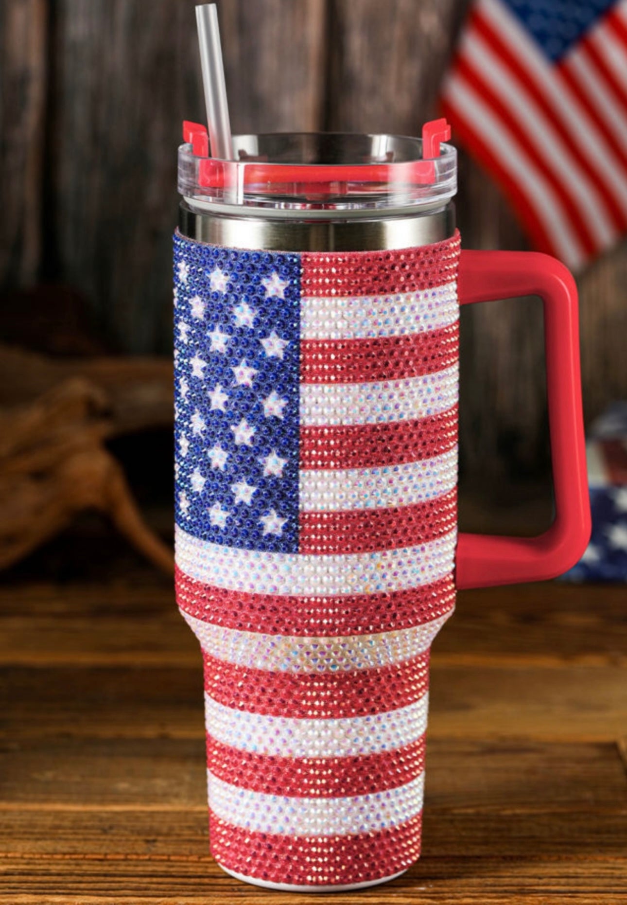 American Flag Rhinestone 40 oz Tumbler