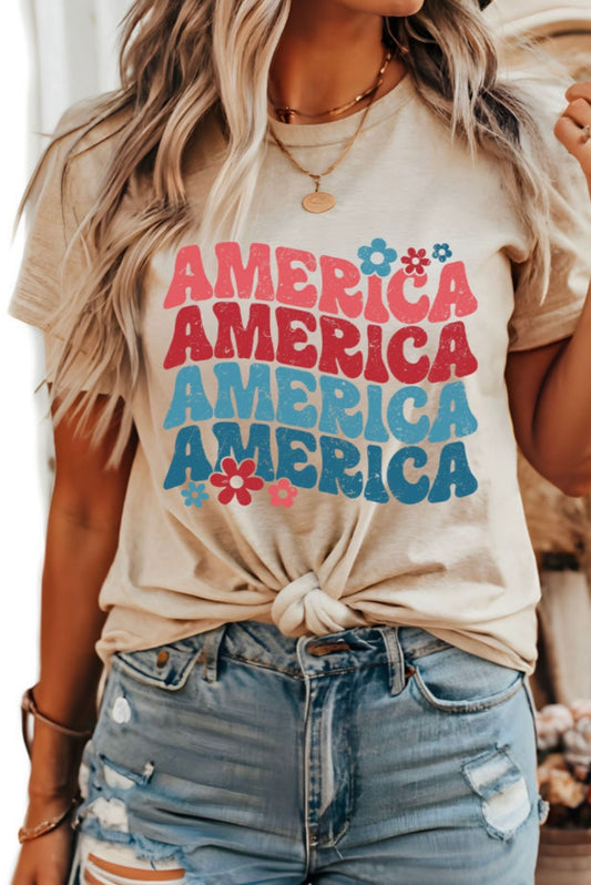 America Graphic T-shirt Khaki