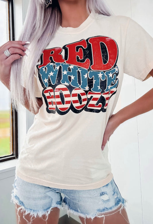 4th of July Red White Boozy Graphic T-shirt
